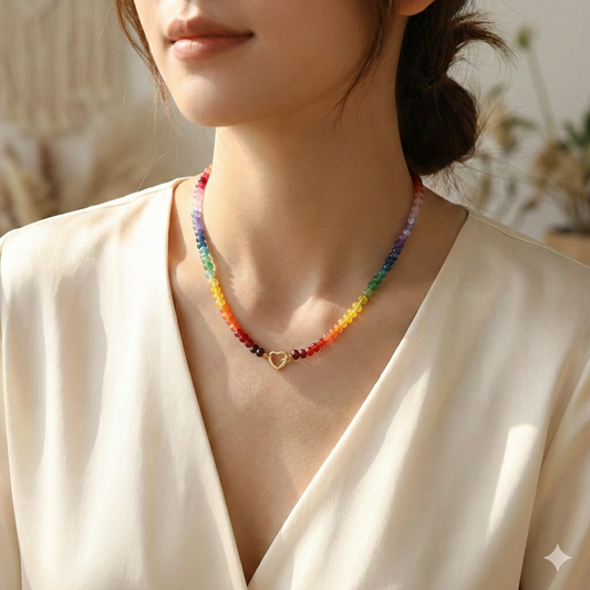 Hand Knotted Ombre Rainbow Necklace