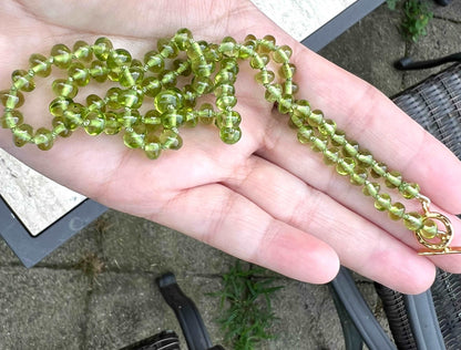 Peridot Beaded Necklace Hand Knotted on Silk