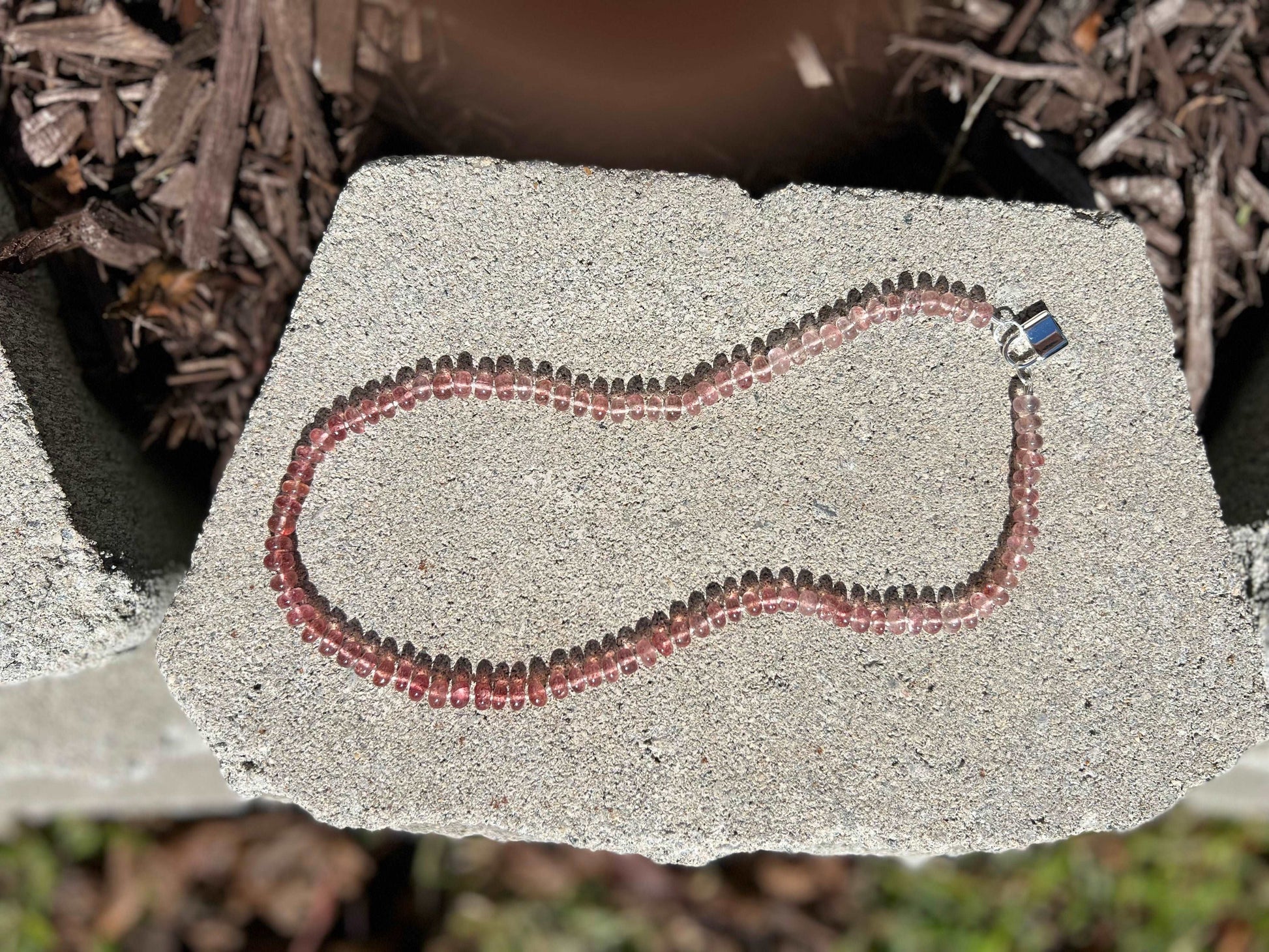 Strawberry Quartz Gemstone Necklace with Silver