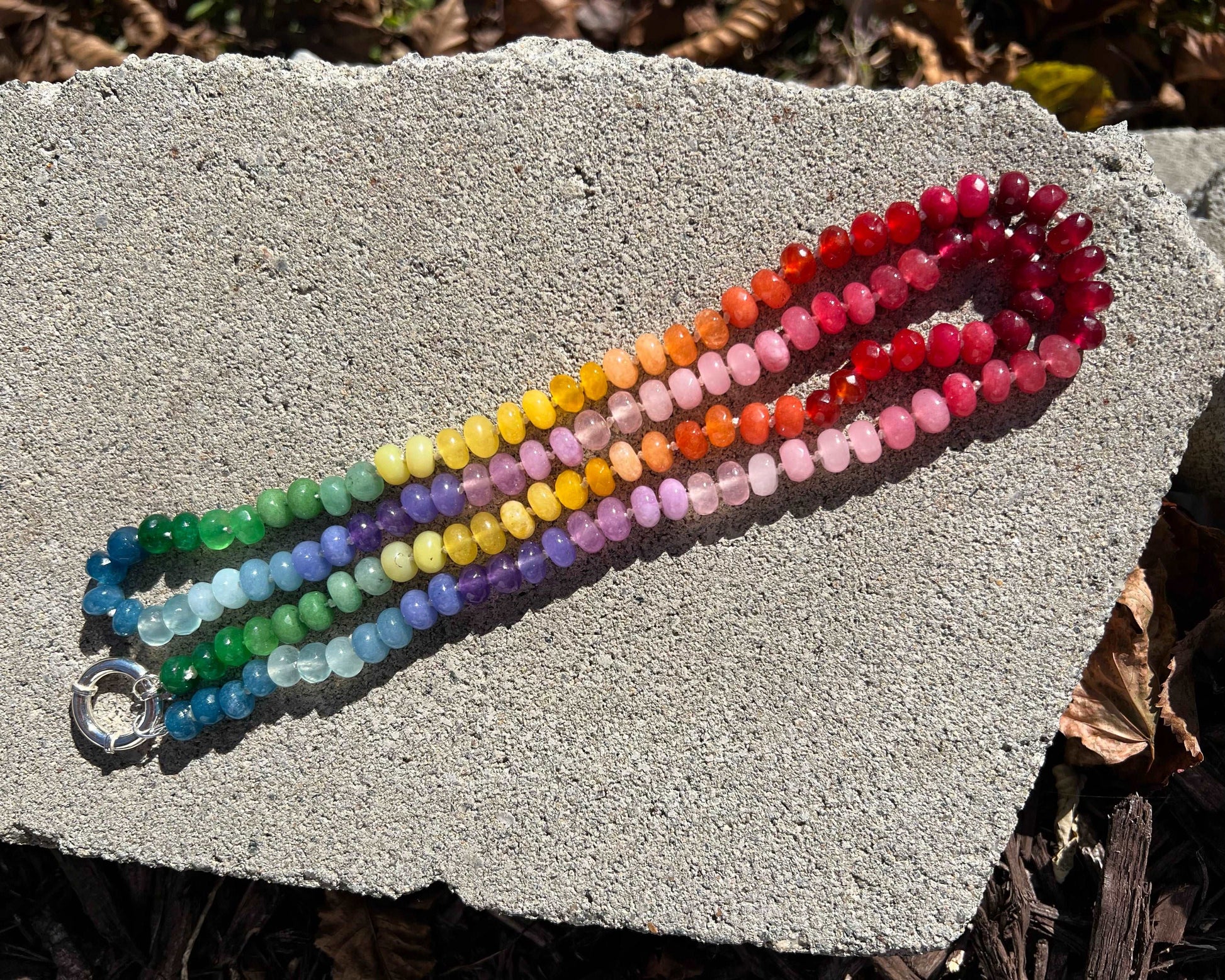 Super Long Rainbow Colors Gemstone Necklace - LGBTQ - Pride