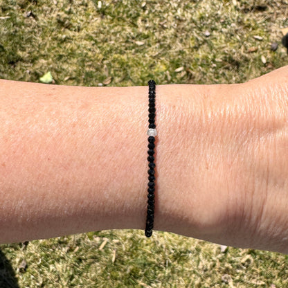 Raw Diamond Bracelet with Black Spinel Gemstones