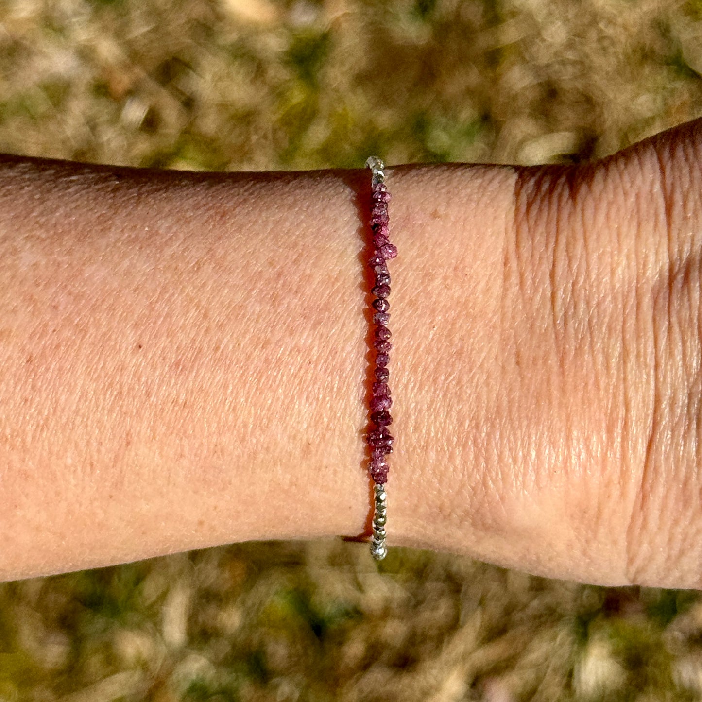 Raw Uncut Pink Diamond Beaded Bracelet