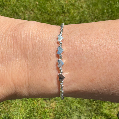 Milestone Birthday or Anniversary Sterling Silver Bracelet | 1 Silver Heart for Each Decade