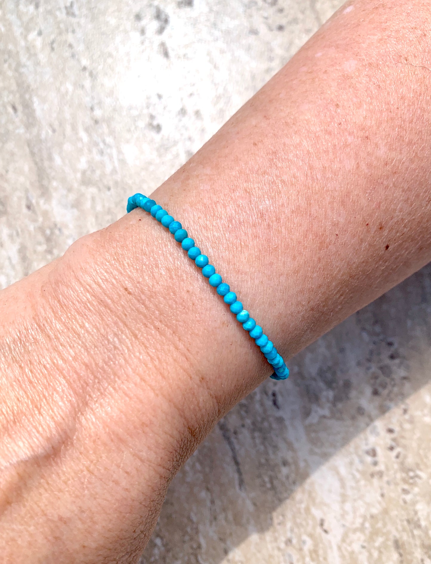 Dainty Natural Arizona Turquoise Beaded Bracelet, December Birthstone