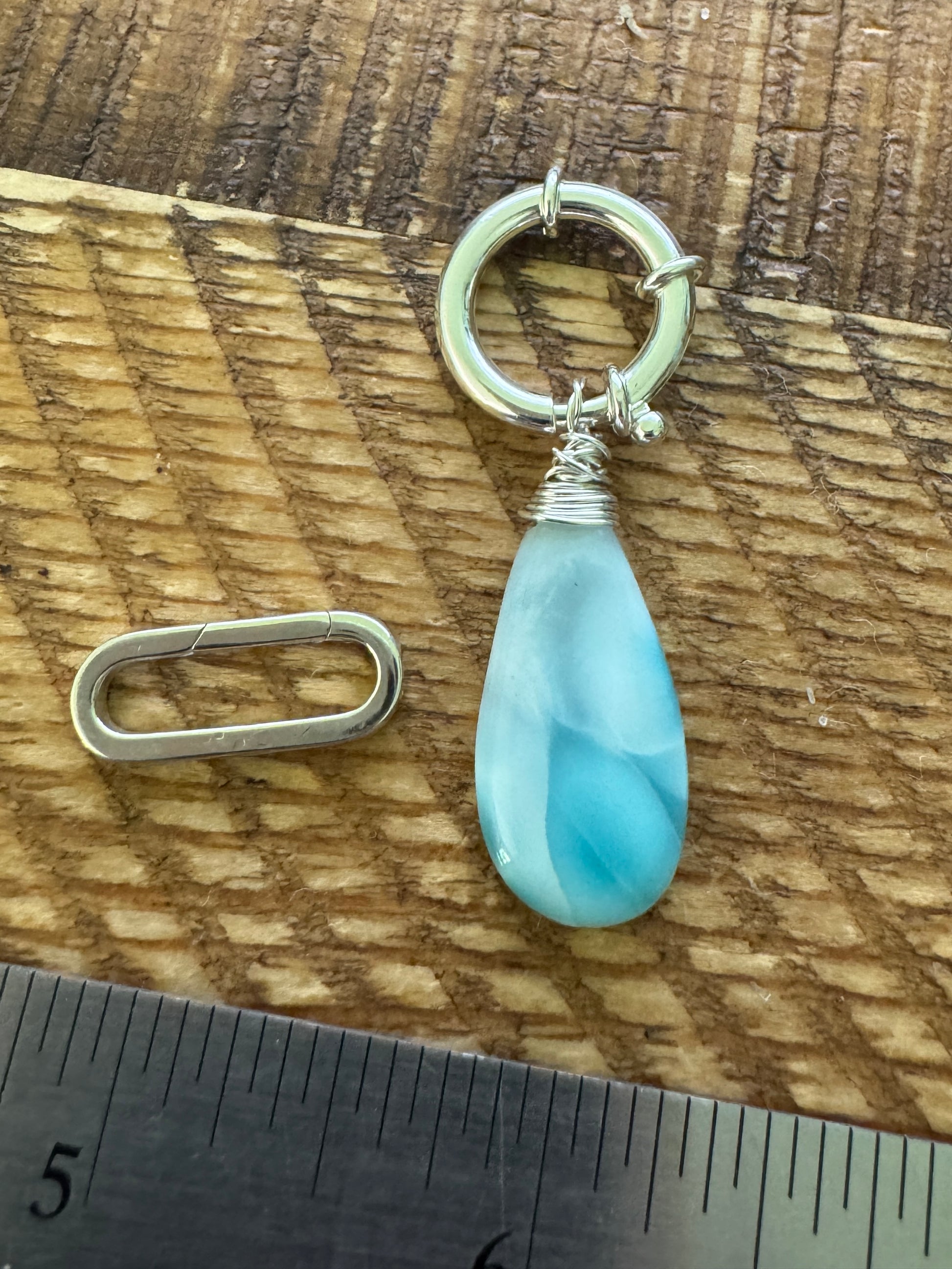 Hecho a Mano Azul Pálido Caribe Larimar 925 Plata de Ley 1.75 Hecho a Mano Azul Pálido Caribe Larimar 925 Plata de Ley 1.75