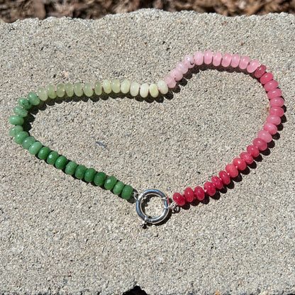 Watermelon Hand Knotted Gemstone Bead Necklace