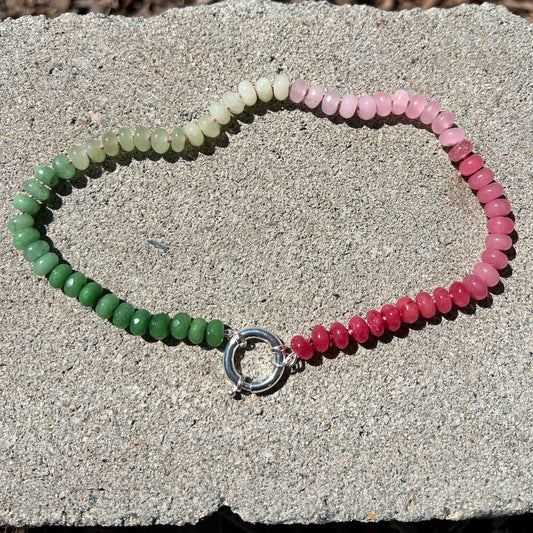 Watermelon Hand Knotted Gemstone Bead Necklace