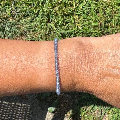 Minimalist Blue Sapphire Gemstone Beaded Bracelet September Birthstone