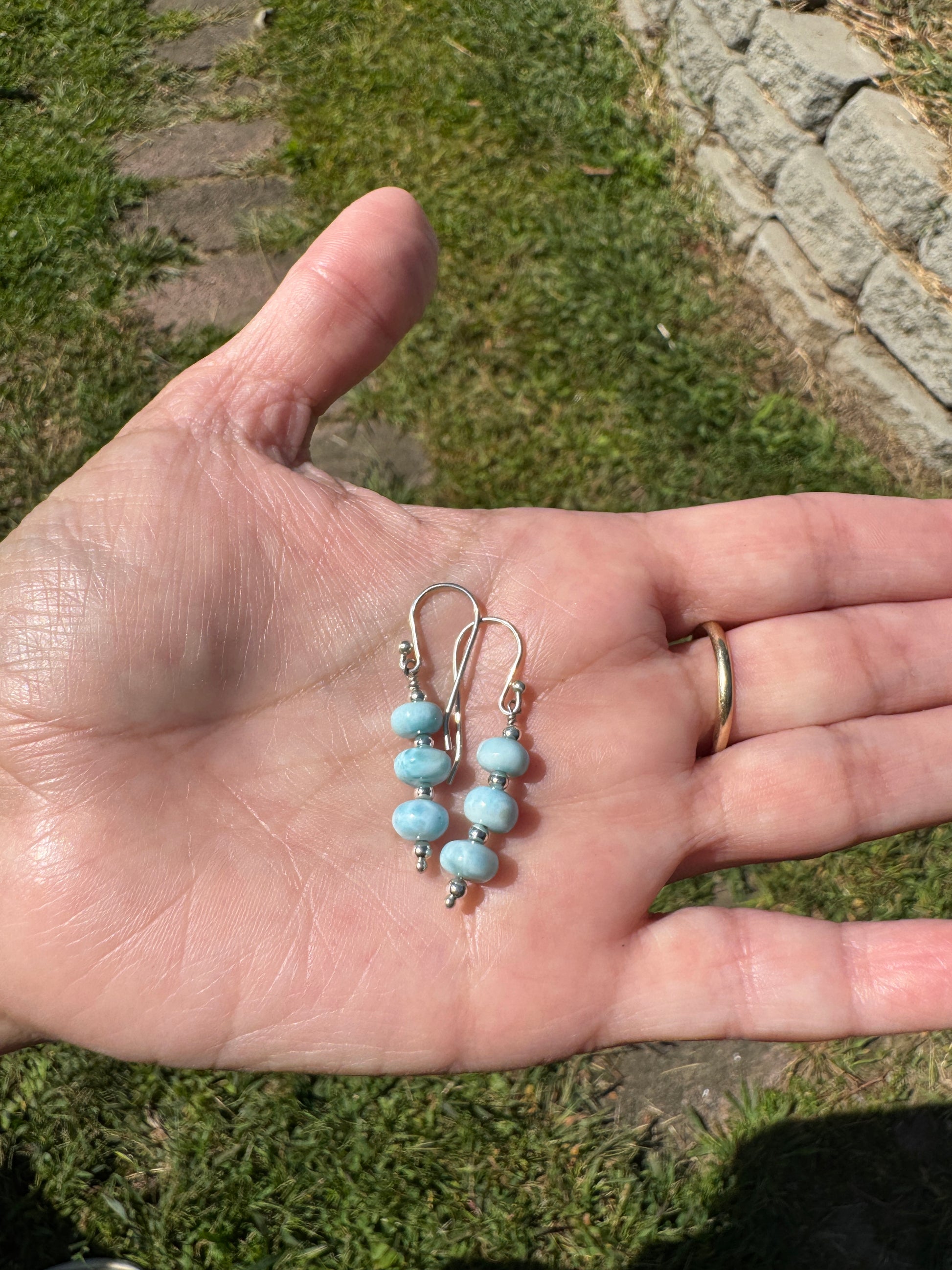 Larimar and Sterling Silver Earrings
