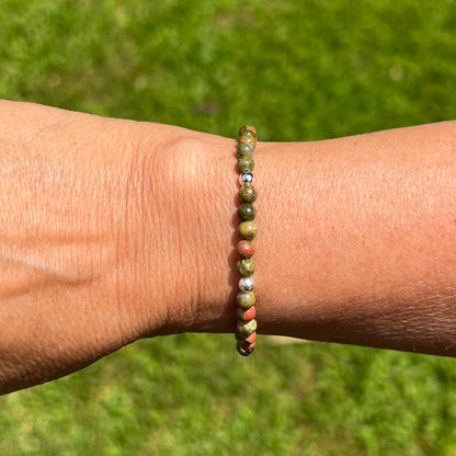 Women's Unakite Beaded Stretch Bracelet