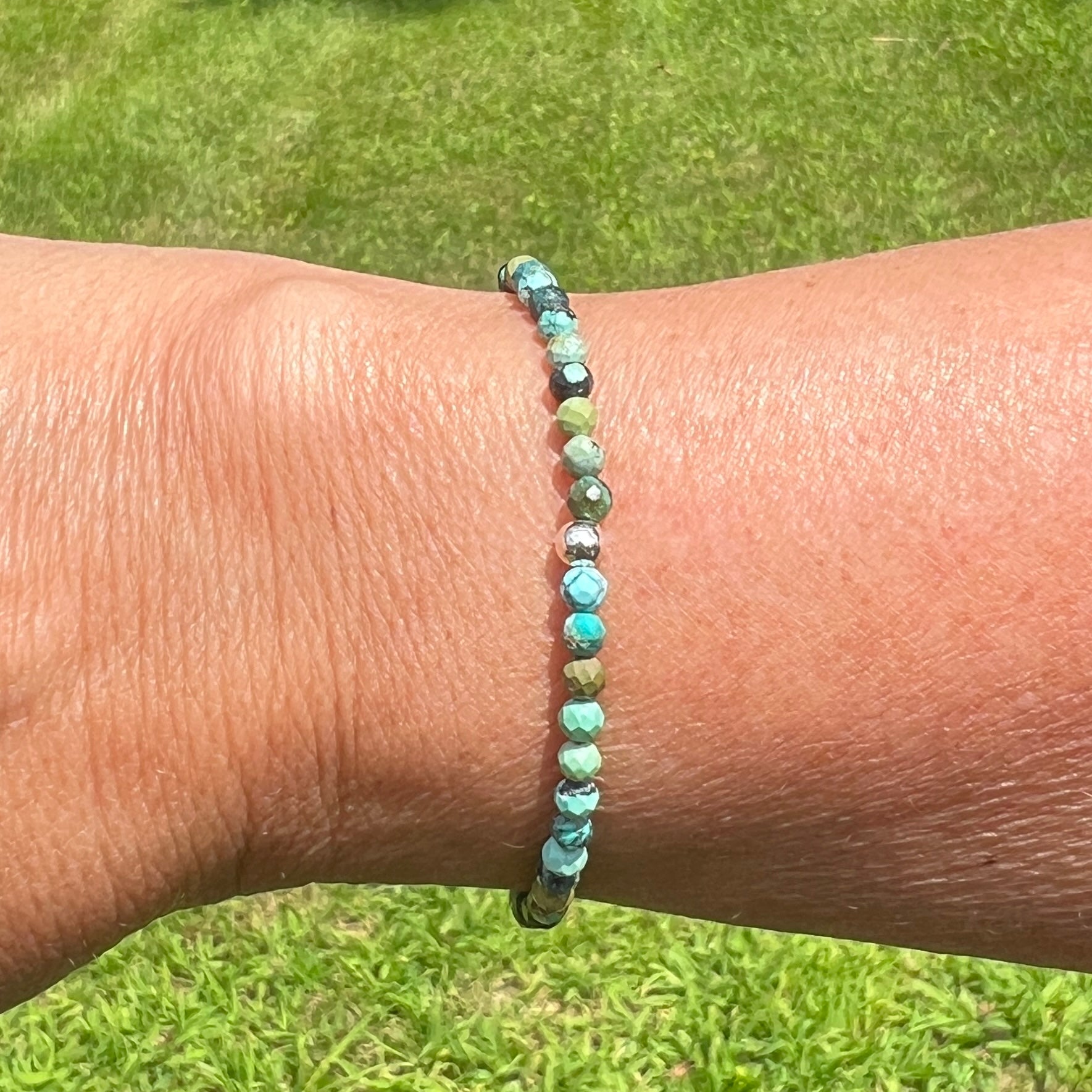 Natural Dragon Skin Turquoise Stretch Bracelet