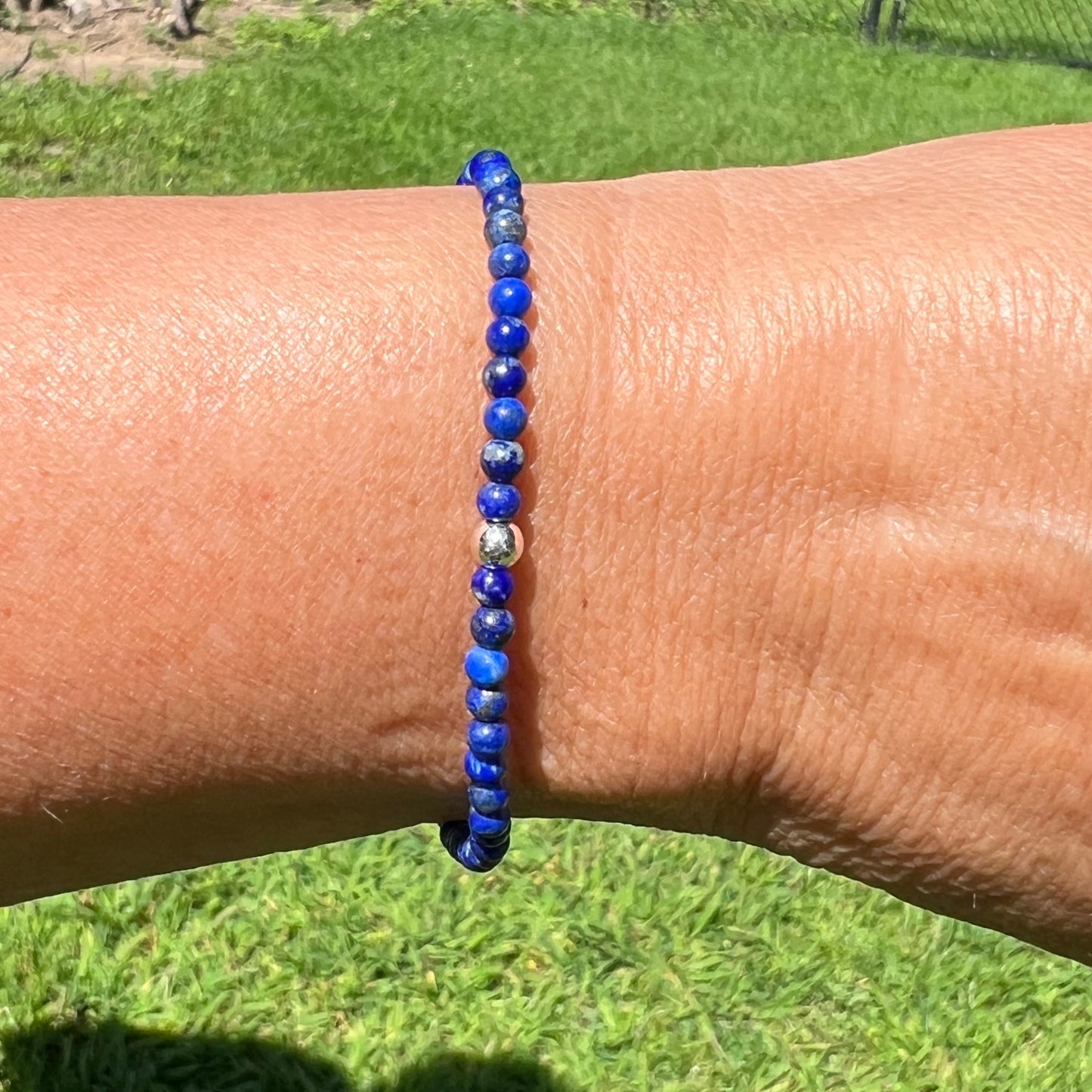 Beaded Stretch Bracelet made with Lapis Lazuli