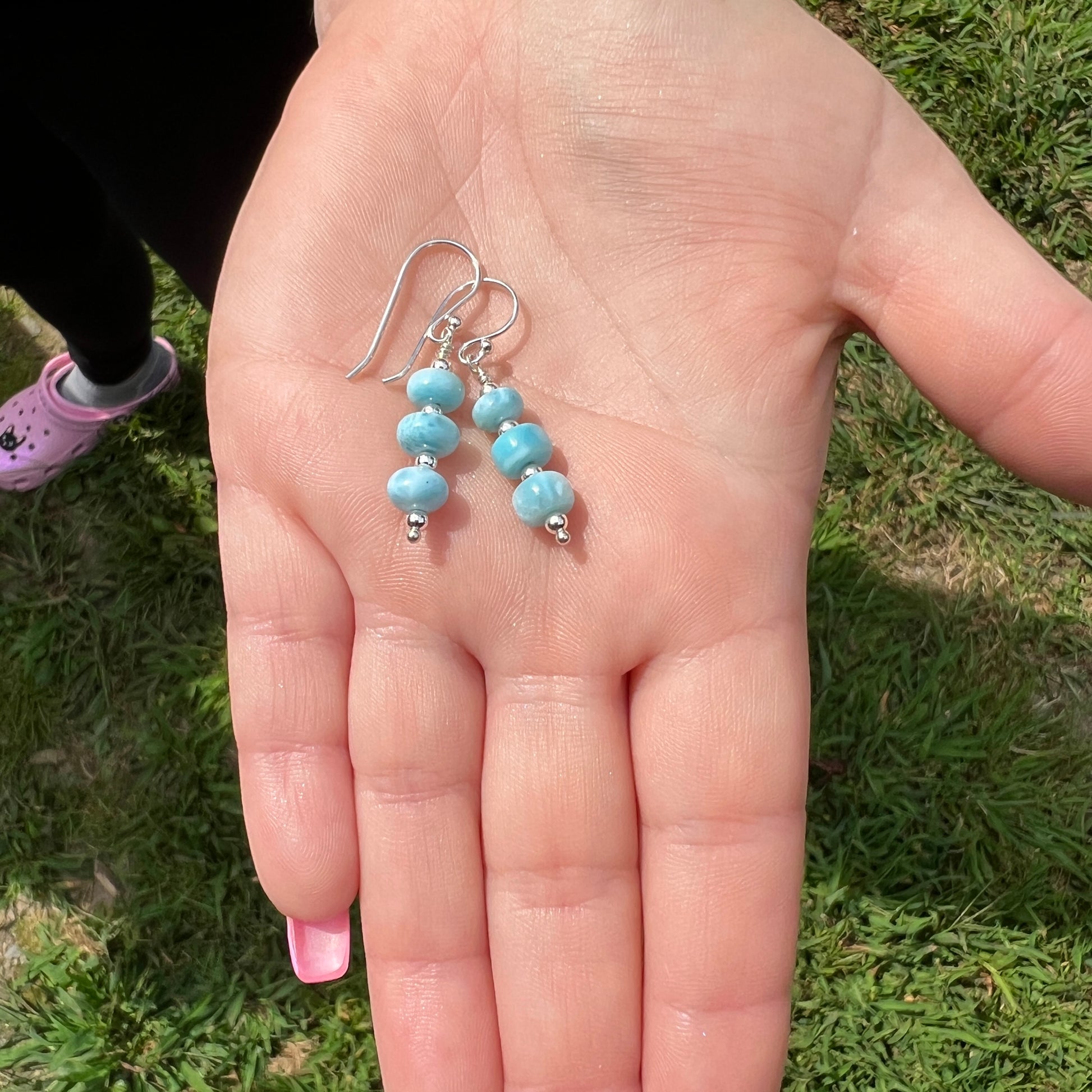Larimar and Sterling Silver Earrings