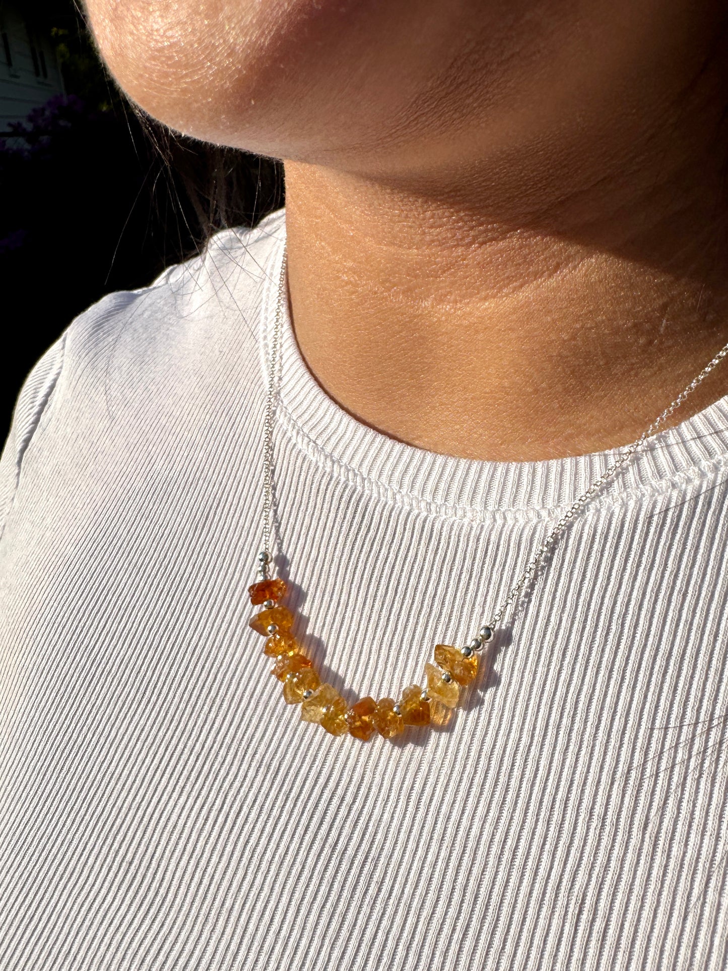 Raw Citrine & Sterling Silver Necklace OOAK