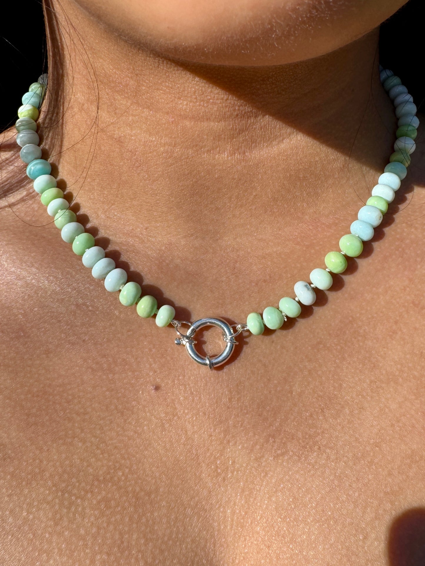 Blue and Green Opal Hand Knotted Necklace