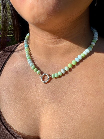 Blue and Green Opal Hand Knotted Necklace