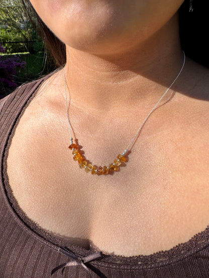 Raw Citrine & Sterling Silver Necklace OOAK