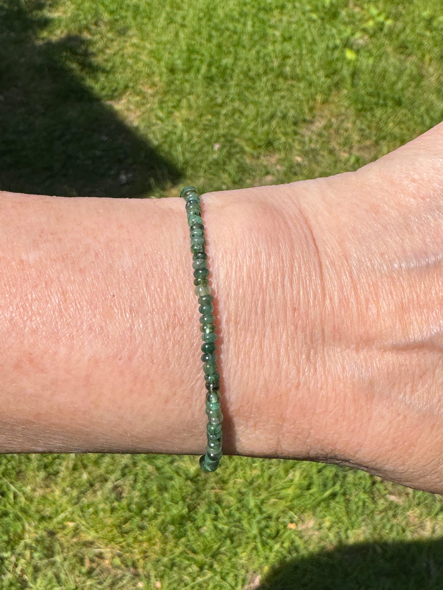 Emerald Smooth Beaded Gemstone Bracelet | May Birthstone