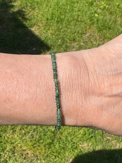 Emerald Smooth Beaded Gemstone Bracelet | May Birthstone