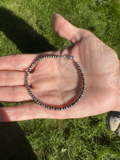 Navajo Style Pearl Sterling Silver Saucer Bracelet
