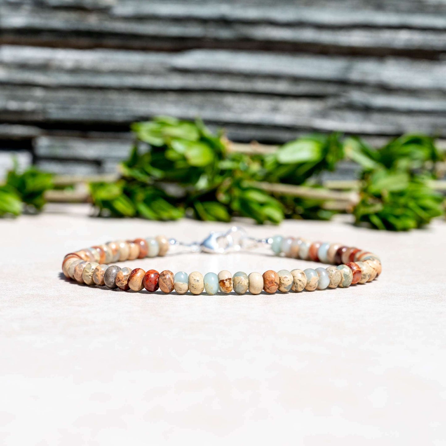 Sea Sediment Jasper Handmade Delicate Beaded Bracelet for Women