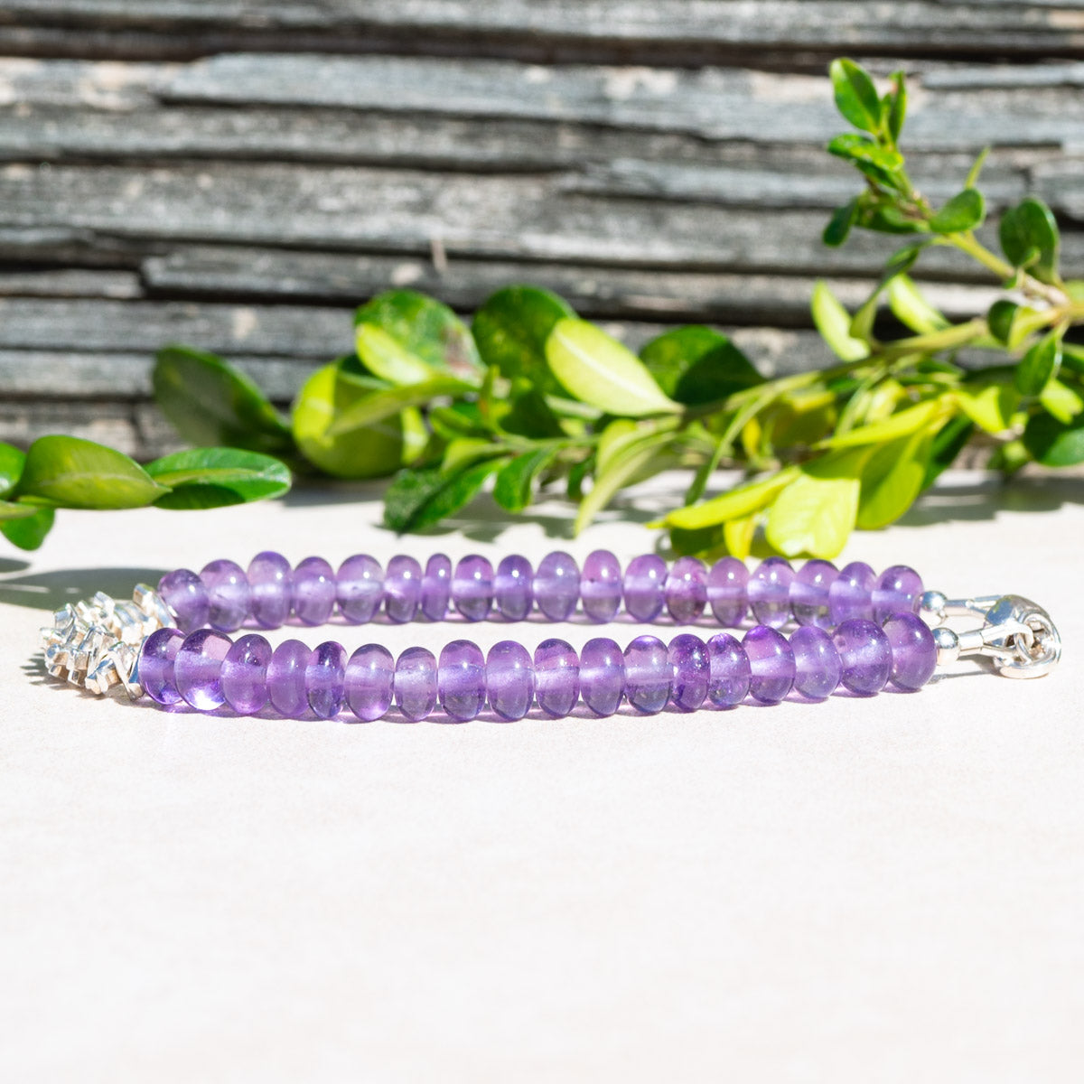 Natural Amethyst February Birthstone Bracelet with Silver