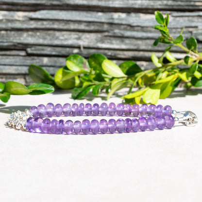 Natural Amethyst February Birthstone Bracelet with Silver