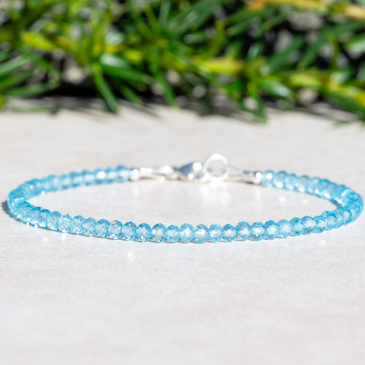 Blue Topaz Gemstone Beaded Bracelet