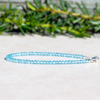 Blue Topaz Gemstone Beaded Bracelet