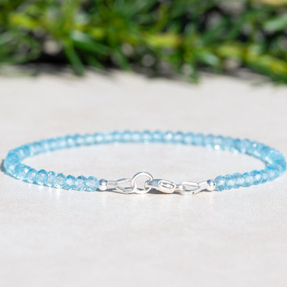 Blue Topaz Gemstone Beaded Bracelet