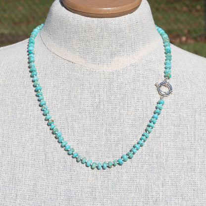 Kingman Turquoise Beaded Necklace on Silk