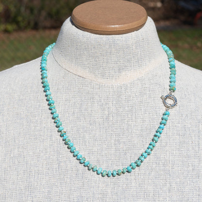 Kingman Turquoise Beaded Necklace on Silk