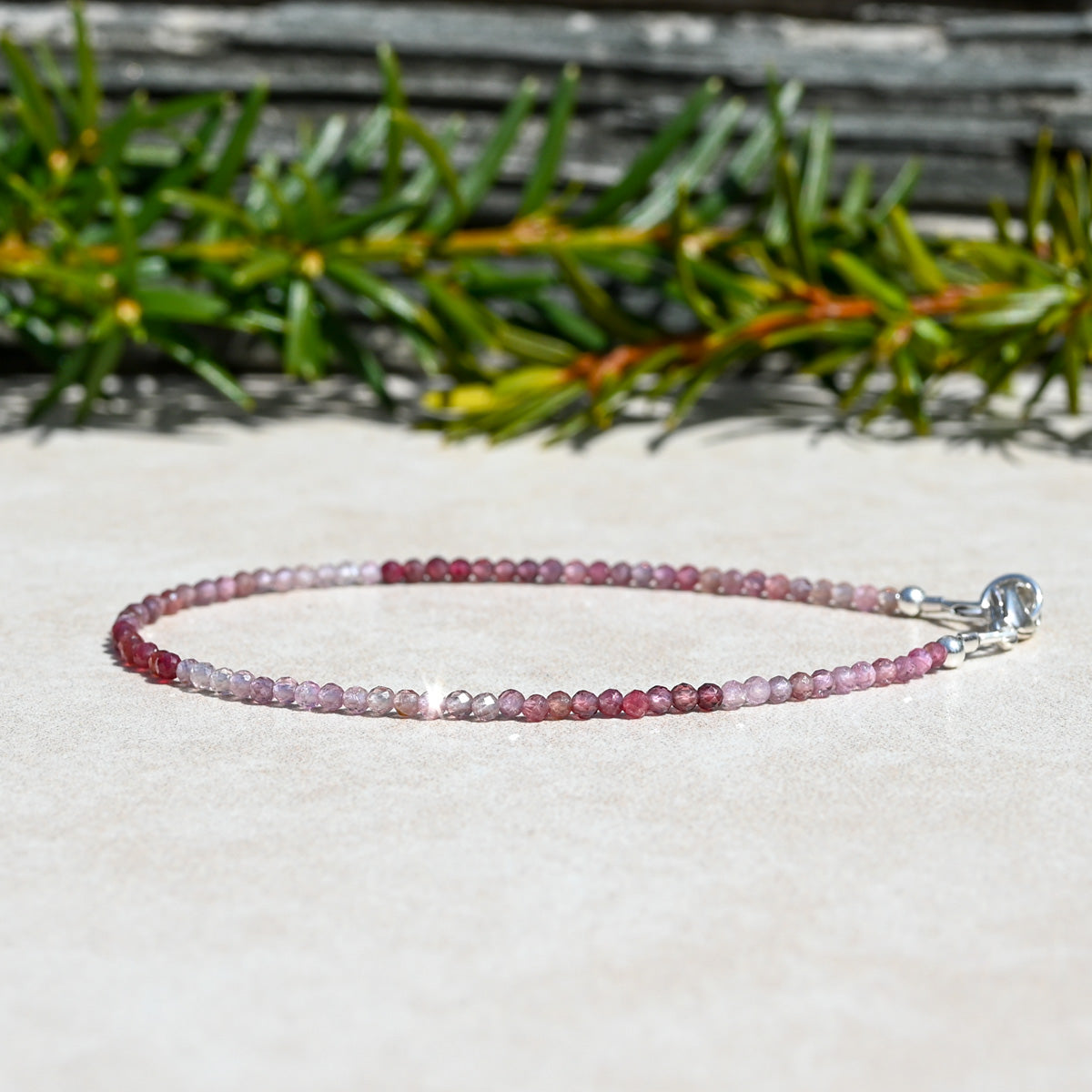 Natural Pink Spinel Gemstone Beaded Bracelet