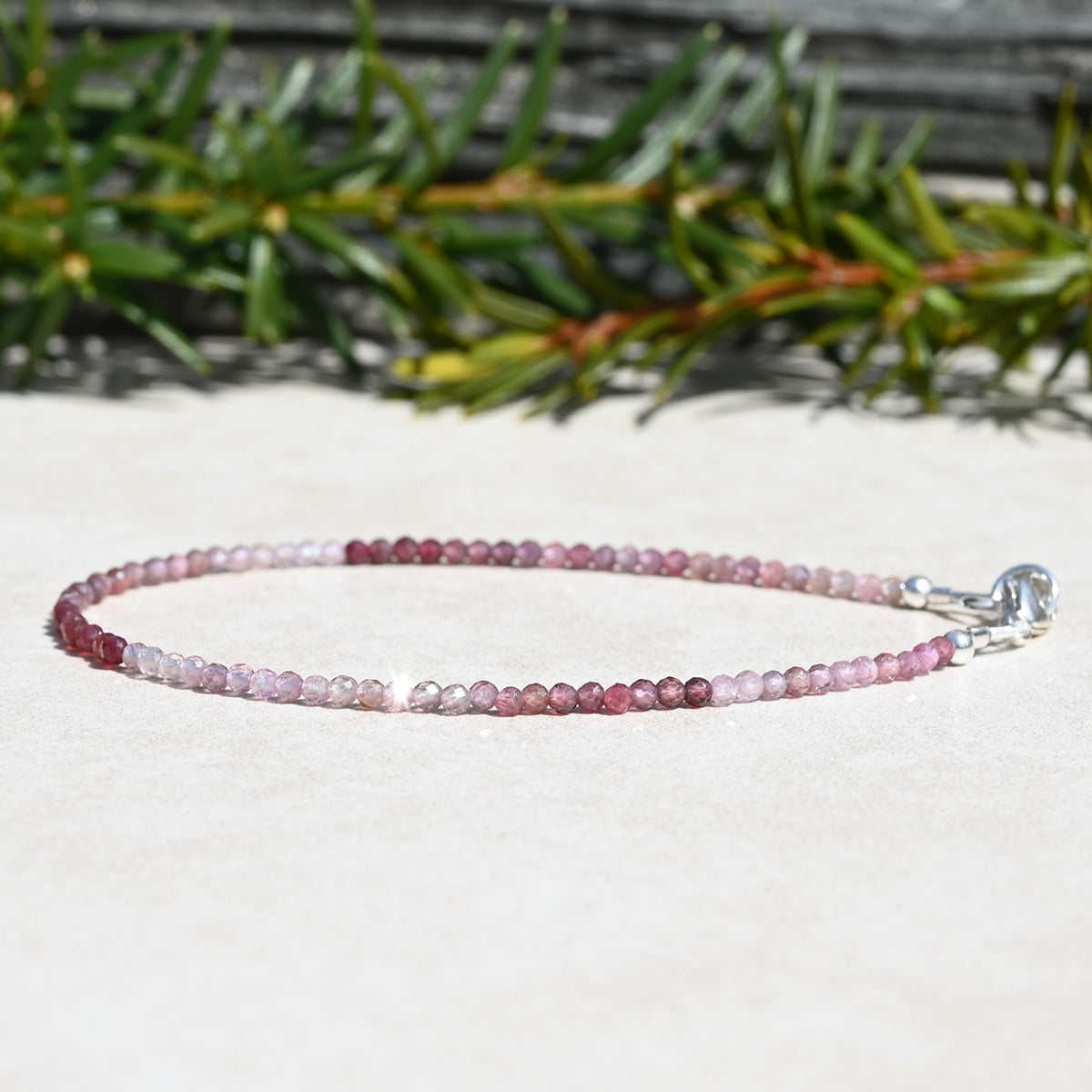 Natural Pink Spinel Gemstone Beaded Bracelet