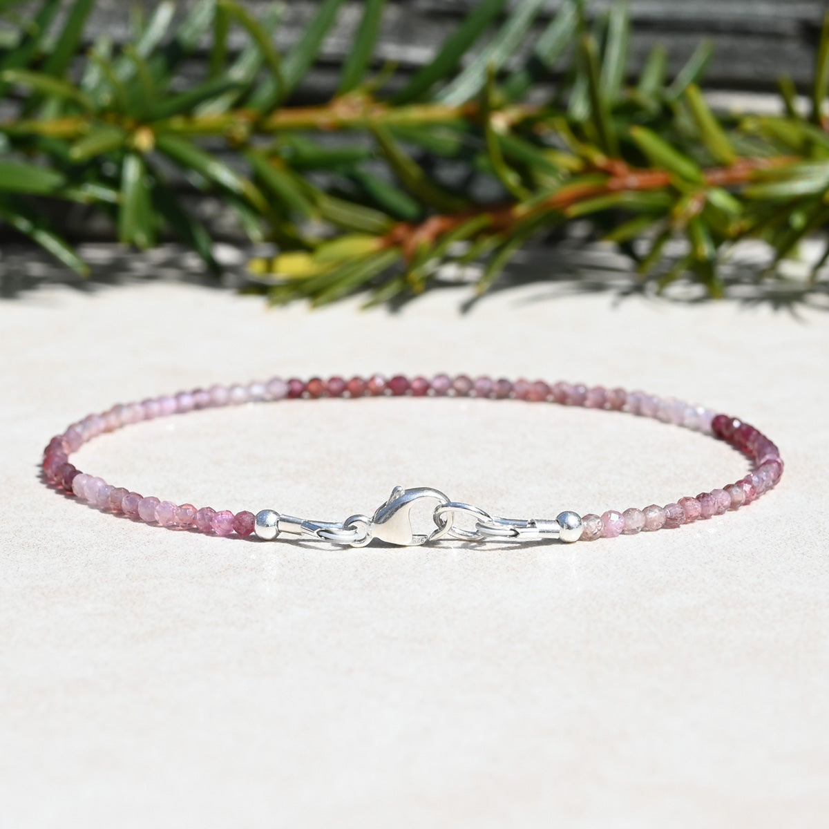 Natural Pink Spinel Gemstone Beaded Bracelet