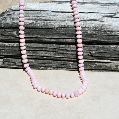 Natural Pink Opal Hand Knotted Necklace OOAK