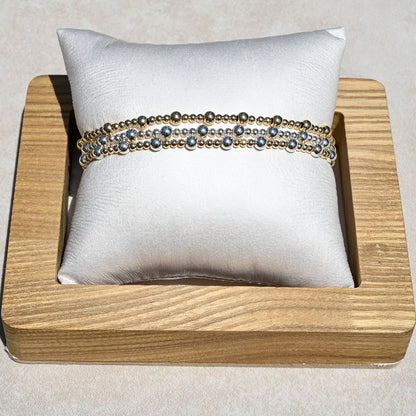 The Everyday Bracelet Gold and Sterling Silver Round Beaded Bracelet