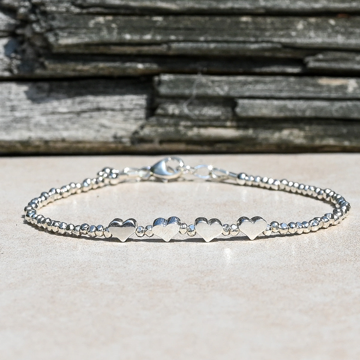 Milestone Birthday or Anniversary Sterling Silver Bracelet | 1 Silver Heart for Each Decade