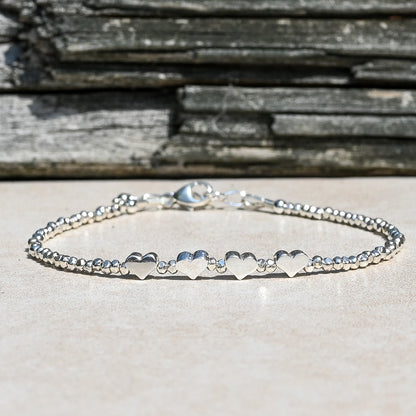 Milestone Birthday or Anniversary Sterling Silver Bracelet | 1 Silver Heart for Each Decade