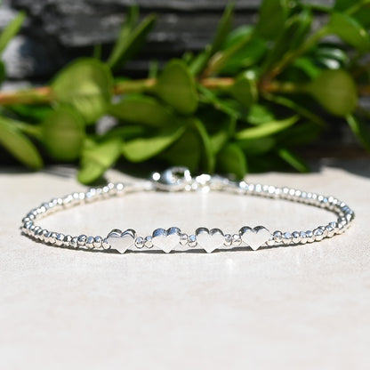 Milestone Birthday or Anniversary Sterling Silver Bracelet | 1 Silver Heart for Each Decade