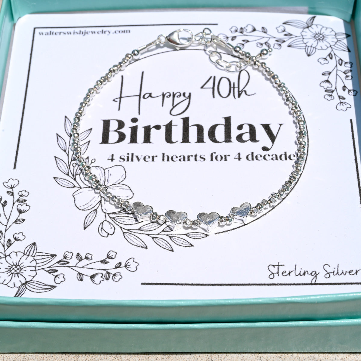 Milestone Birthday or Anniversary Sterling Silver Bracelet | 1 Silver Heart for Each Decade