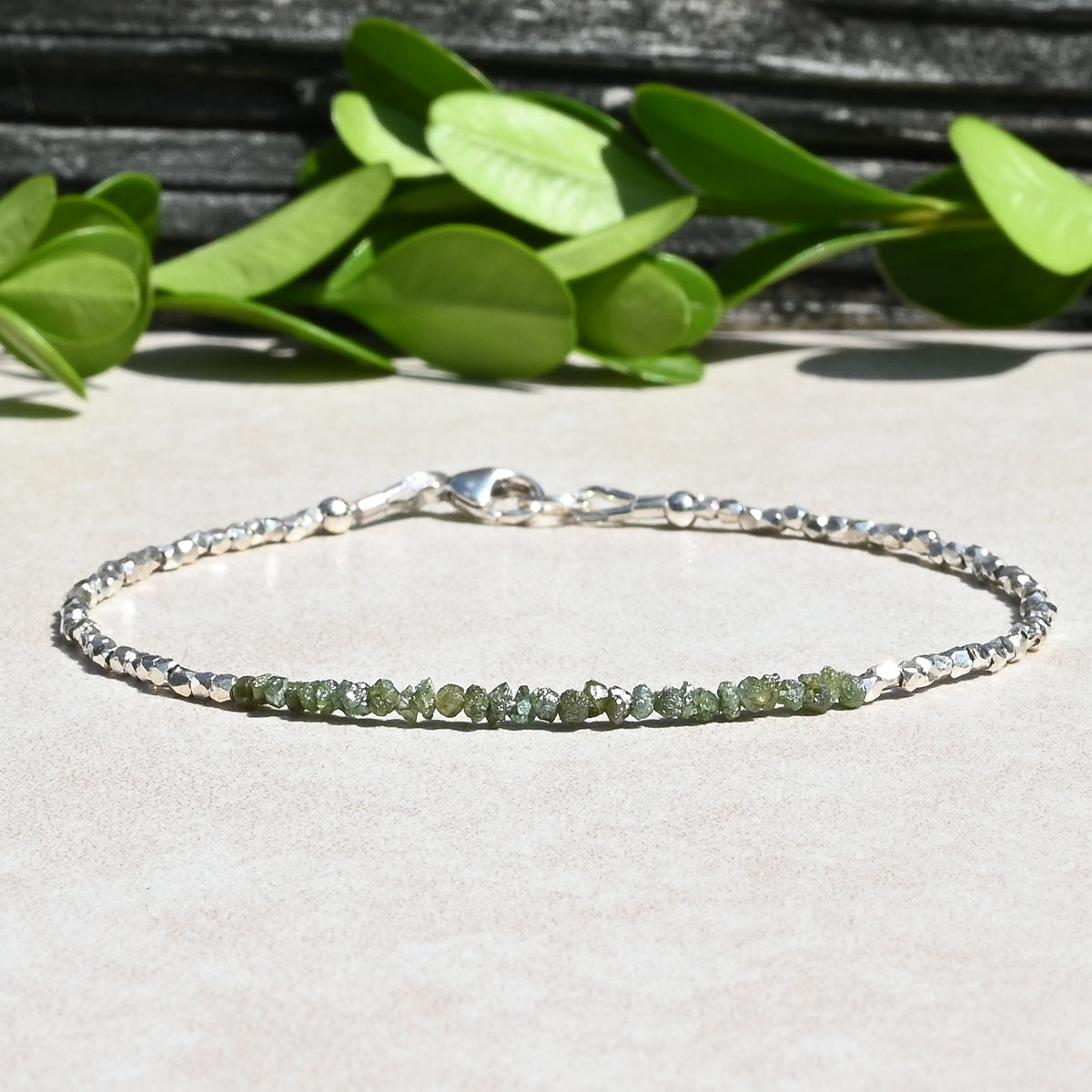 Raw Green Diamond Beaded Bracelet