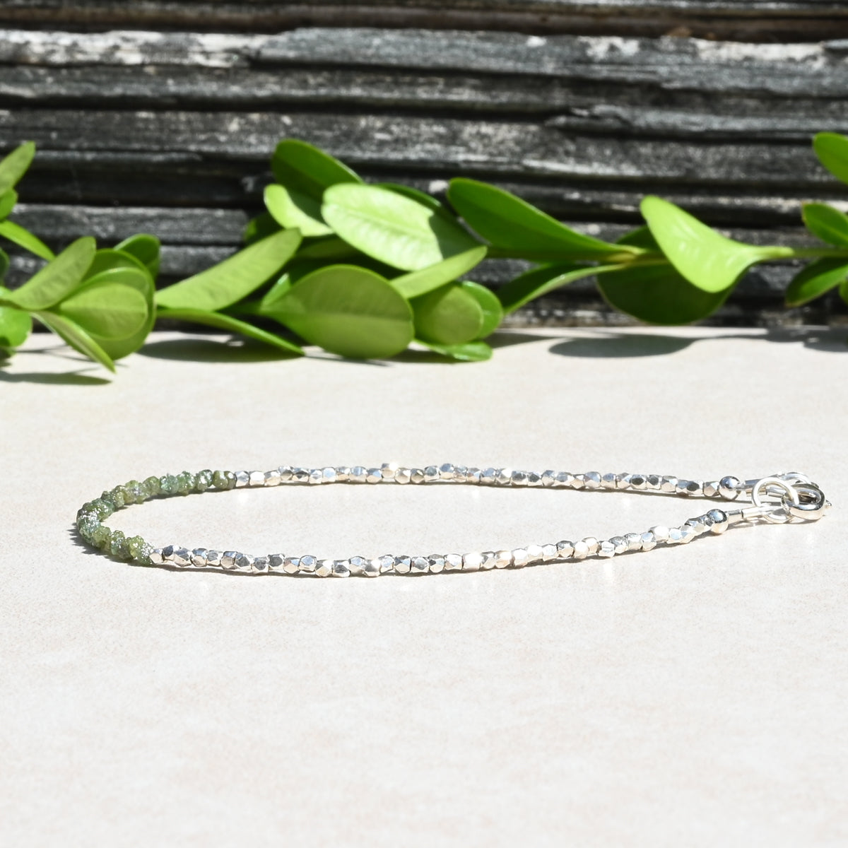 Raw Green Diamond Beaded Bracelet