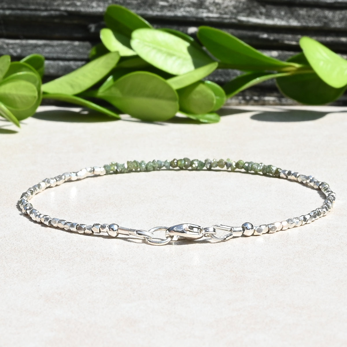 Raw Green Diamond Beaded Bracelet