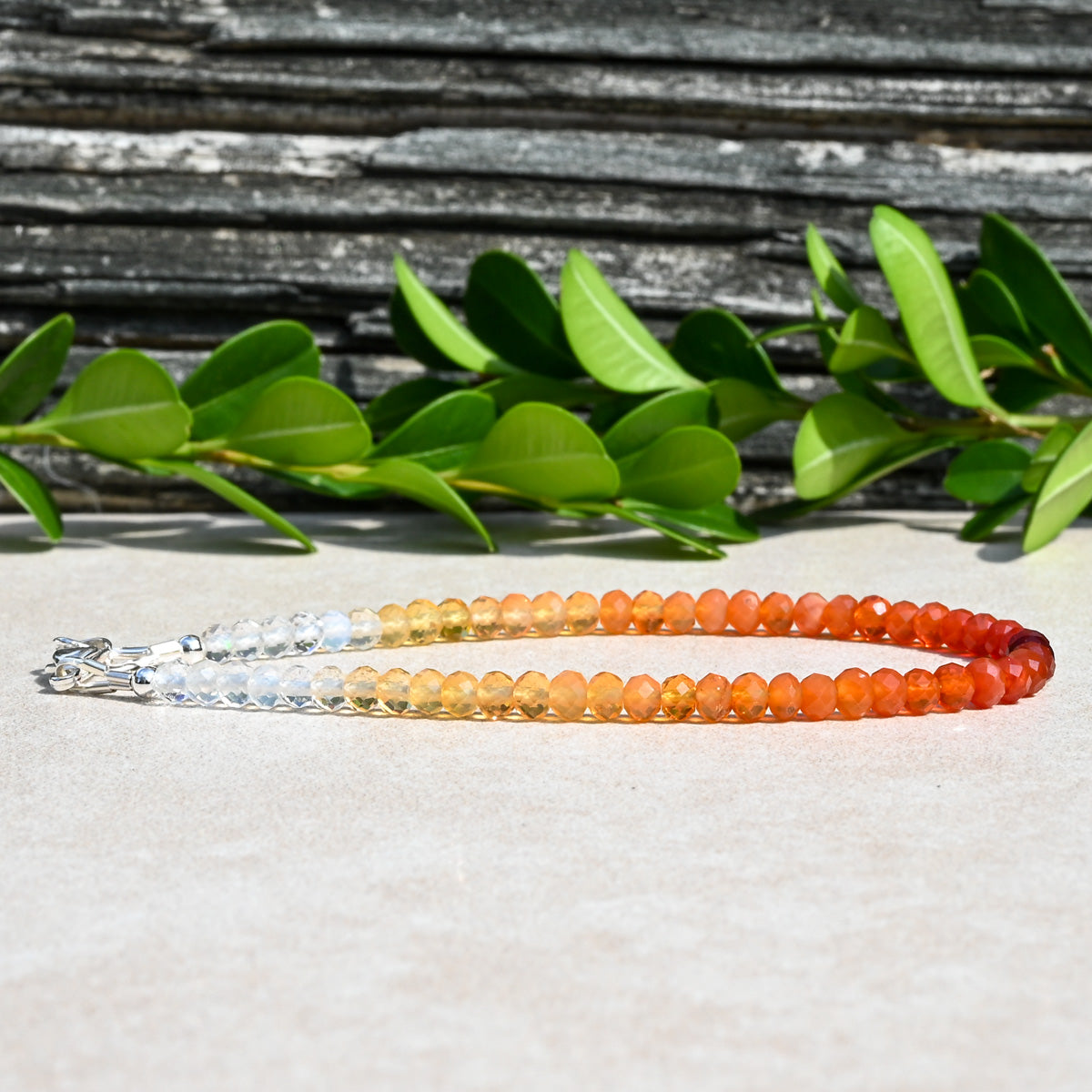 Mexican Fire Opal October Beaded Birthstone Bracelet