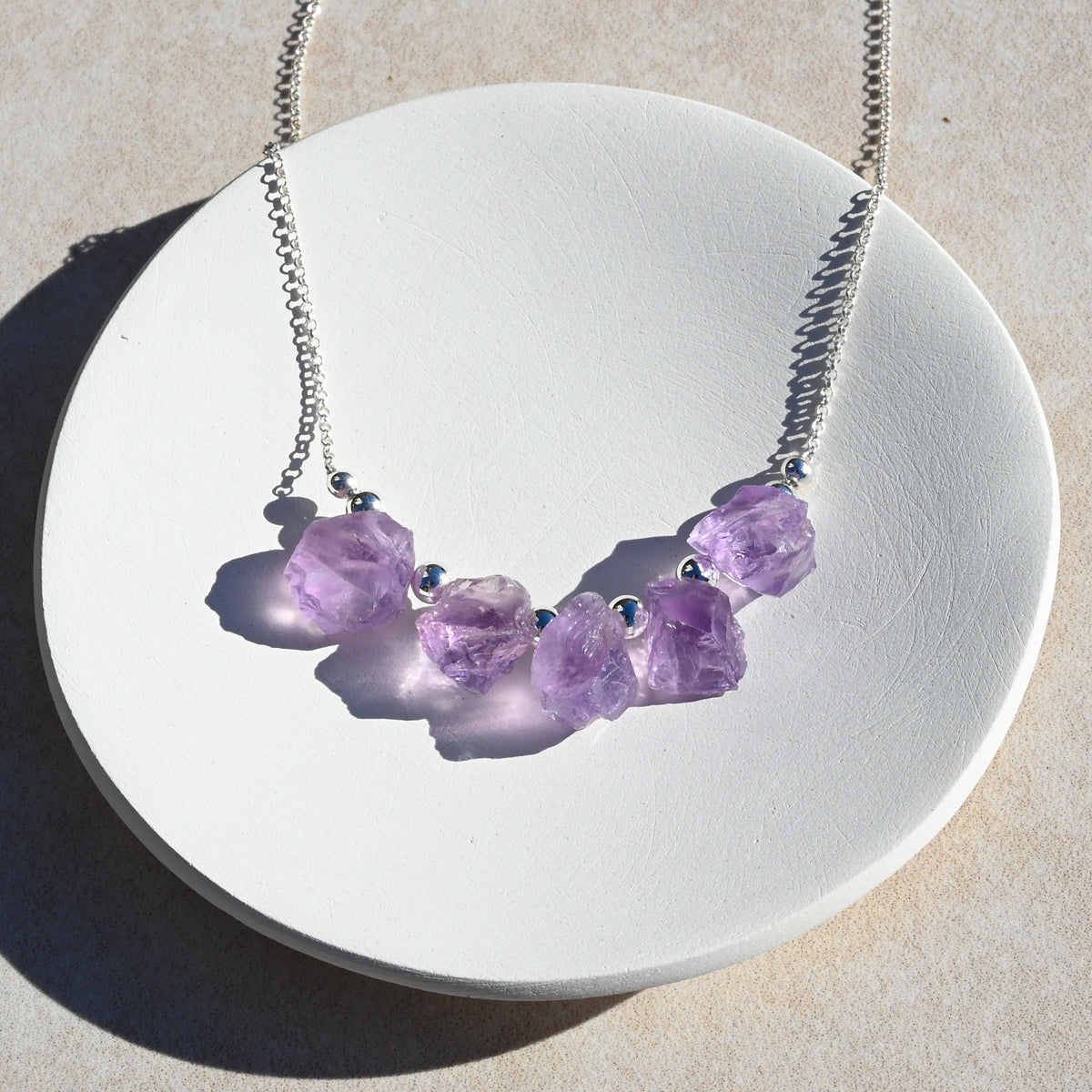 Stunning Pink Amethyst & Sterling Silver Necklace OOAK