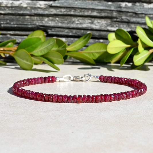 July Birthstone - Red Ruby Gemstone Bracelet