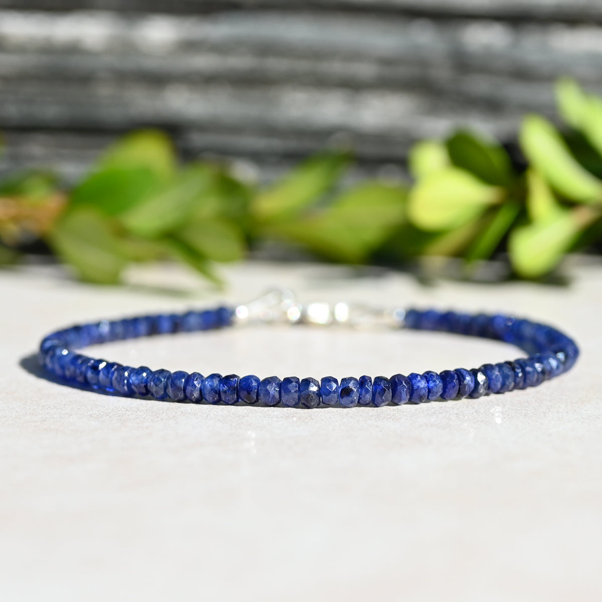 September Birthstone Sapphire Beaded Bracelet