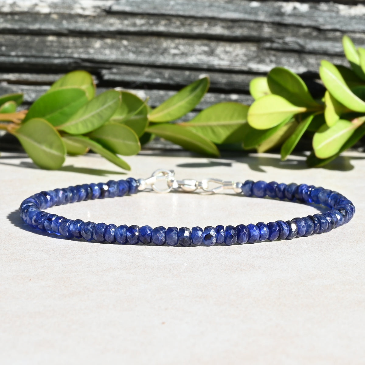 September Birthstone Sapphire Beaded Bracelet
