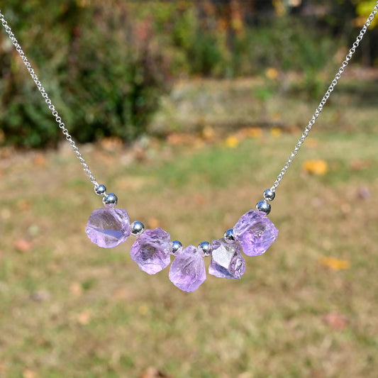 Stunning Pink Amethyst & Sterling Silver Necklace OOAK